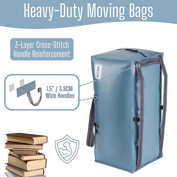 VENO 2 Pack Heavy Duty Moving Bags with Backpack Straps, Zippers & Handles, Extra Large Packing Bags for College Dorm Essentials, Moving Supplies Alternative to Cardboard Moving Boxes