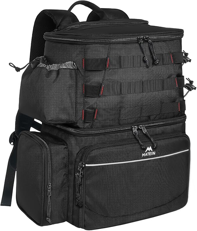 MATEIN Fishing Backpack, Water Resistant Tackle Storage Bag with Rod Holders & Cooler, Fishing Gifts for Men