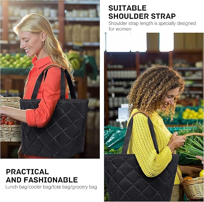 Insulated Cooler Bag Reusable Grocery Tote Bags Transport Large Lunch Box for Women