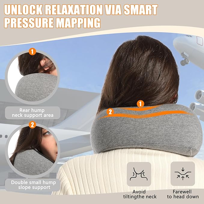 Travel Pillow for Headrest Memory Foam Neck Pillow Head Support Soft Pillow for Sleeping On Airplane Rest in Offices, Airplane Car and Home Use