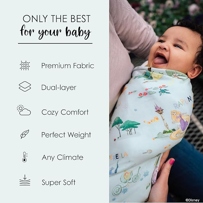 Milk Snob Disney Enchanted Kingdoms Baby Girl Swaddle Blanket, Soft Receiving, Security Bed and Play Blanket, Toddler and Infant Baby Bedding Registry and Shower Gifts, Newborn Essentials, 35x35