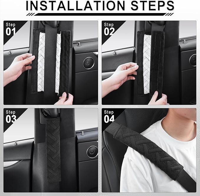 JUSTTOP 2-Pack Universal Car Seat Belt Pads Cover for A More Comfortable Driving, Seat Belt Shoulder Strap Covers Harness Pad for Car Interior Accessories(Black)