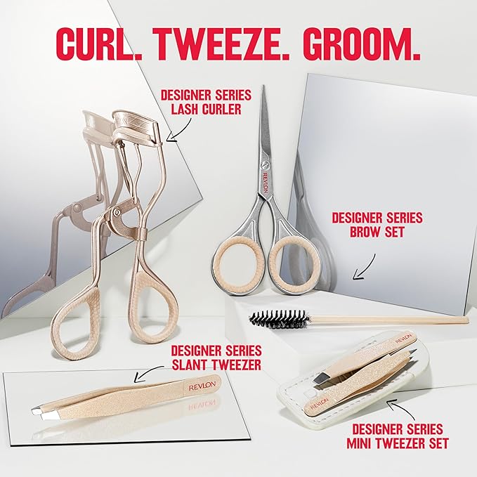 Revlon Designer Series Mini Tweezer Set, Hair Removal Tool Kit with Slant & Point Tips, Portable and Easy to Use, Made with Long Lasting Stainless Steel, 1 Count (Pack of 2)