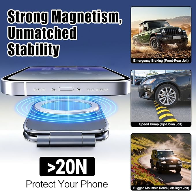 Ultra-Thin Foldable Magnetic Car Phone Mount,Ultrathin Adjustable Magnetic Phone Holde,New Portable Foldable Magnetic Phone Mount, 270°Adjusta ble Cell Phone Holder for Your Car/Gym/Mirror Compatible