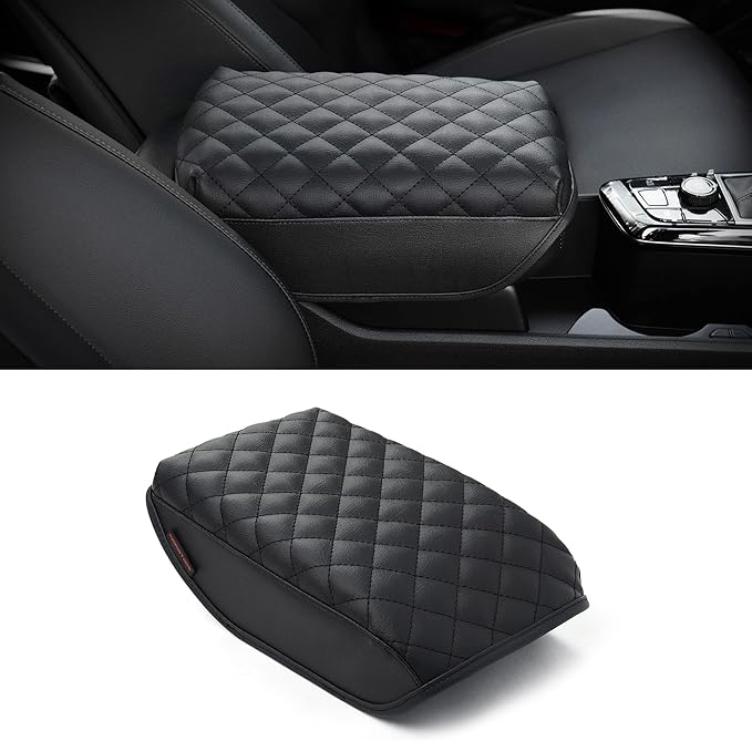 KMMOTORS Compatible with Kia Sportage(NQ5), 2023-2025 Center Console Cover Black, Armrest Cushion, Car Accessories for Sportage NQ5, Vegan Leather, Protect from Scratch, Pet Claws