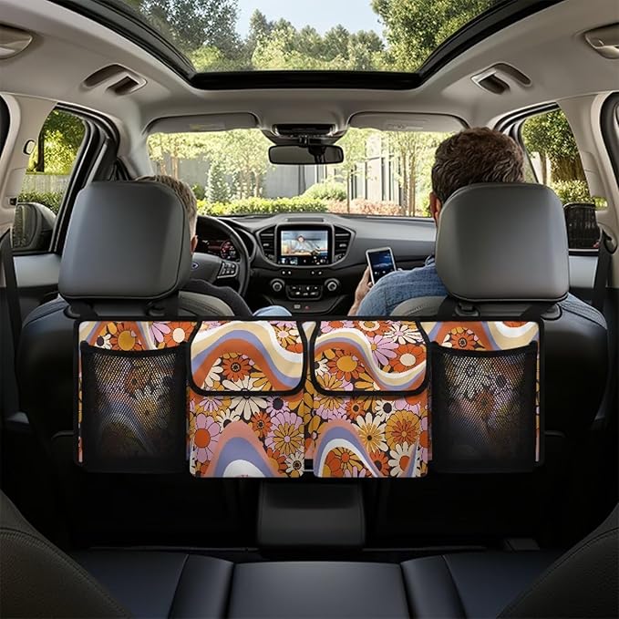 Floral Flowers Trunk Organizer Suv Collapsible Cargo Bag Sturdy Car Storage Organizer for Women SUV,Cars,Vans,Space Saving Expert