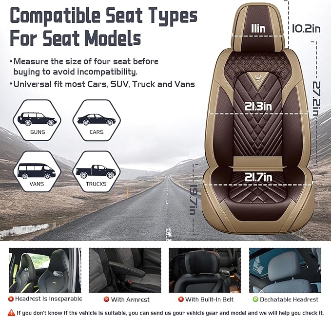 Truck Seat Covers for Chevy Silverado 2500 2007-2026, Waterproof Premium Leather Full Coverage Car Seat Cover, Muscle Sport Style Auto Interior Seat Cover Sets (Full Set/Brown Coffee)