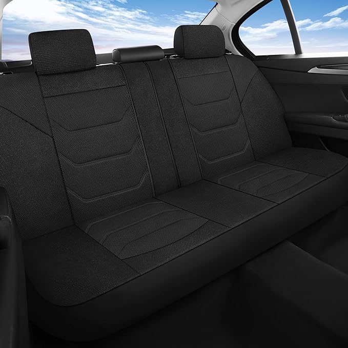 3D Air Mesh Car Seat Cover Full Sets Washable and Breathable Premium Cloth Automotive Vehicle Seat Covers for Cars Interior, Universal Fit for Most Cars, Sedan, Truck, SUV(Black)
