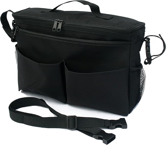 J.L. Childress Cool 'N Cargo Stroller and Wagon Cooler and Organizer - Universal Fit - Insulated - Attaches to Strollers, Wagons, Walkers and Wheelchairs - Large Capacity - Black