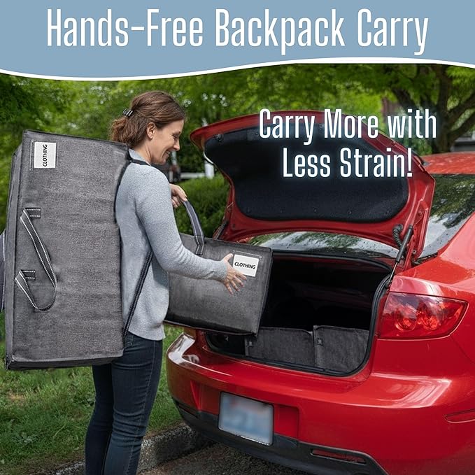 VENO 2 Pack Heavy Duty Moving Bags with Backpack Straps, Zippers & Handles, Extra Large Packing Bags for College Dorm Essentials, Moving Supplies Alternative to Cardboard Moving Boxes