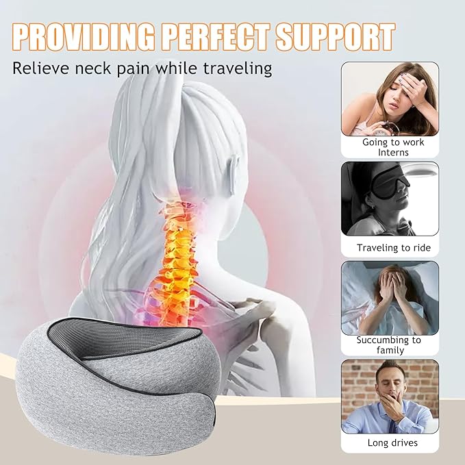 Travel Pillow Head Support Memory Foam Neck Pillow Support Pillow,Luxury Compact Lightweight Quick Pack for Camping,Traveling,Sleeping Rest Cushion,Gift for Traveler