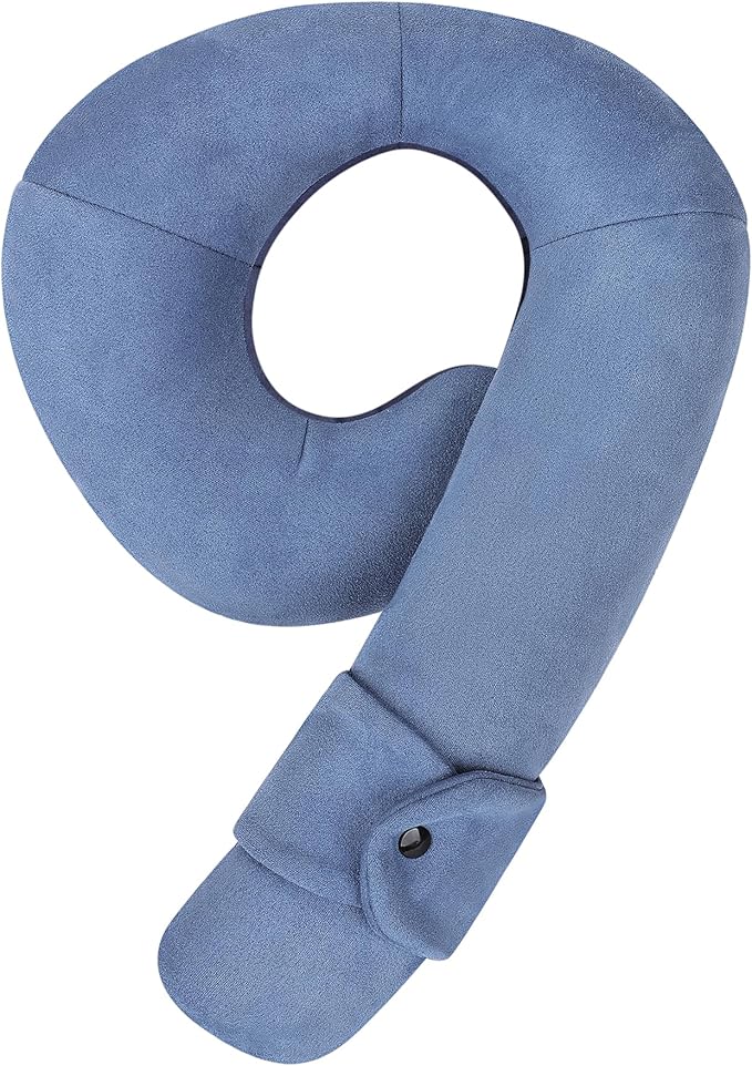 Kids Travel Neck Pillow, Toddler Travel Pillow for Car & Airplane and Head & Chin Support, Comfortably Travel Neck Pillow for Road Trip Sleeping, Gifts for Toddler/Child/Kids (Light Blue & Dark Blue)