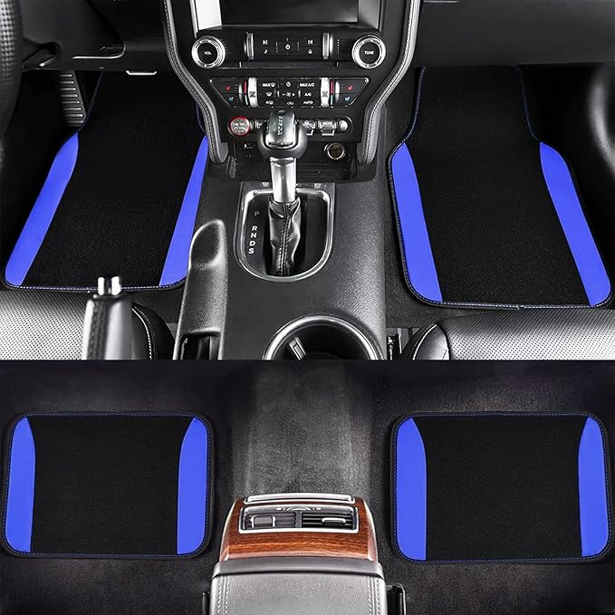 Flying Banner Car Seat Covers Front Seats Rear Bench Polyester car seat Protectors Easy installations Rear Bench Split Classic Man Lady Truck (Full Set - Low Back - Combo Pack, Black Blue)
