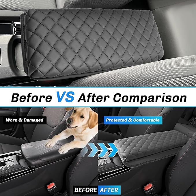 SXCY for 2025 2026 Toyota Prius Armrest Cover Pad for 2023-2026 Toyota Prius Accessories 2023 2024 2025 2026 Prius Center Console Cover w/Soft Cotton Cushion (Added-Pad w/Side Pockets)