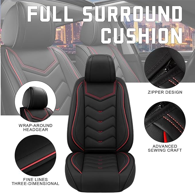 CTDS Car Seat Covers for Honda Civic 2000-2026, Stylish Sport Seat Cover, Premium Nappa Leather Car Seat Cover. Automobile Seat Covers Sets.(Standard 5 Seats/Black)