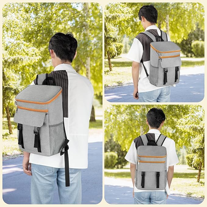 Cooler Backpack Soft Insulated Leak Proof 50 Cans Insulated Backpack Cooler Portable Picnic Camping Beach Hiking BBQ Lunch Backpack for Men and Women - Grey