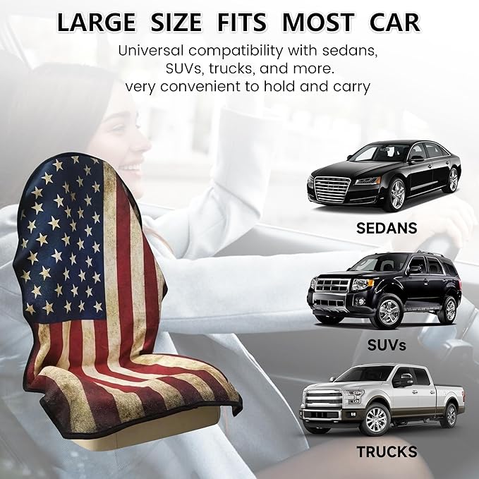 Car Seat Covers 2pcs Waterproof Towel Car Seat Cover Universal Fit for Most Trucks SUV Fitness Athletes Pets Gym and Water Sport，American Flag Design
