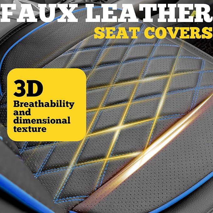 LINGVIDO Car Seat Covers Full Set (5 Seats) - Premium Perforated Nappa Leather, Waterproof Shield, Omni-Adapt Fit SUVs Sedans, Ultimate Family & Pet Protection