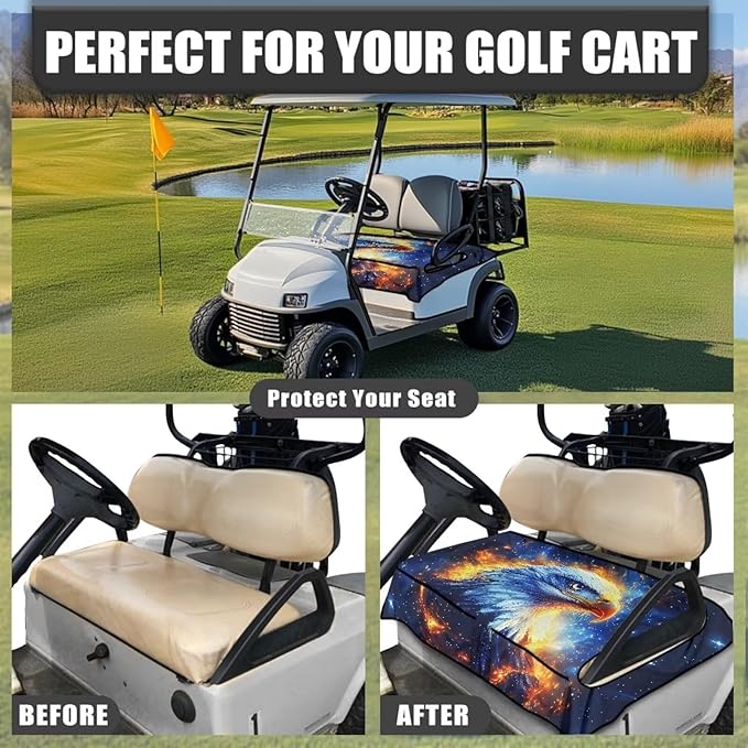 Biyejit Golf Cart Seat Covers with 4 Pockets Golf Cart Seat Towel Blanket Fits 2-Seat Golf Carts, Golf Cart Accessories