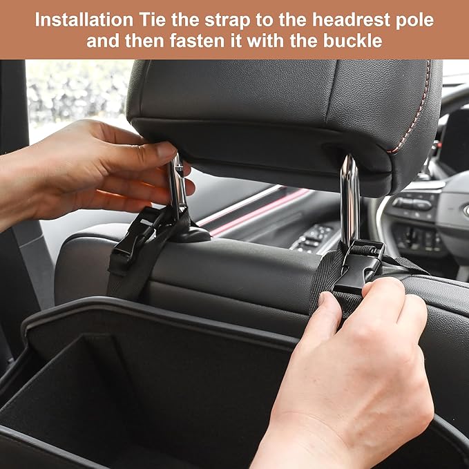 JEYODA Car Seat Back Organizer with 2 Drink Cup Holder,Car Tissue Holder and Storage Box Hook, 3 in 1 Multifunctional Storage for Food Drink Phone, Travel Accessories (Beige)