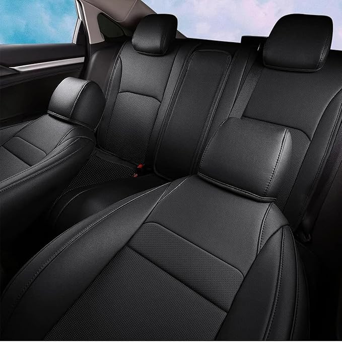 AOMSAZTO Custom Fit Seat Covers for Honda Civic Hatchback 2022 2023 2024 Sport/LX &Hatchback Hybrid Sport 2025 Full Set Faux Leather Seat Covers Black
