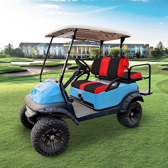 Golf Cart Front and Back Seat Covers for Club Car Precedent 4 Passenger Models,Breathable Washable Polyester Mesh Seat Cover Red