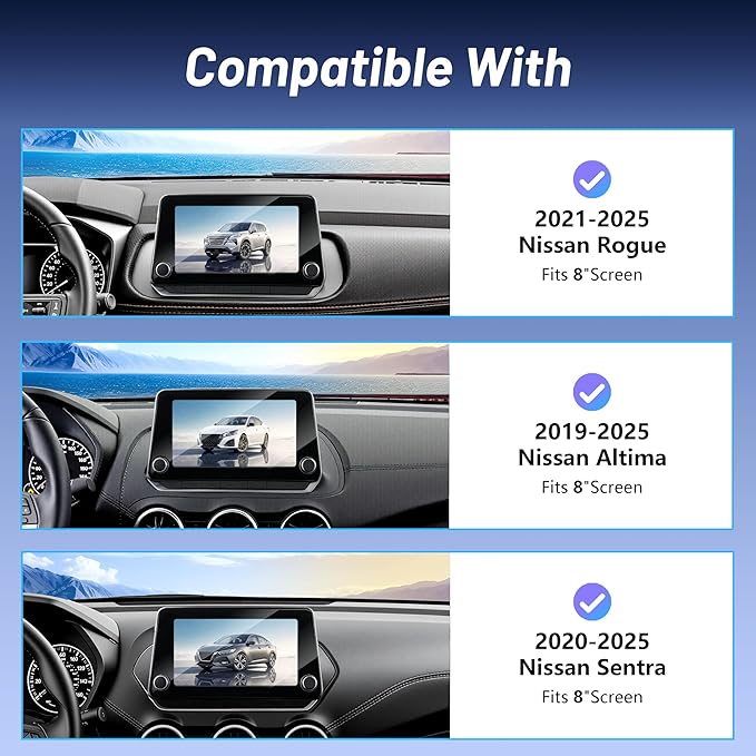Phone Mount for Nissan Rogue (2021-2024 2025, 8" Screen) / Altima (2019-25) / Sentra (2020-25), 15W Wireless Charger, Magnetic Phone Holder, 360°Magsafe Car Mount, 2022 2023 Nissan Rogue Accessories