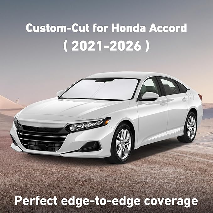 EcoNour Windshield Sunshade Compatible for Honda Accord 2018-2020 2021 2022, Sun Visor for Front Windshield & Window Sun Shade Cover, UV Heat Blocker & Protector, Car Accessories
