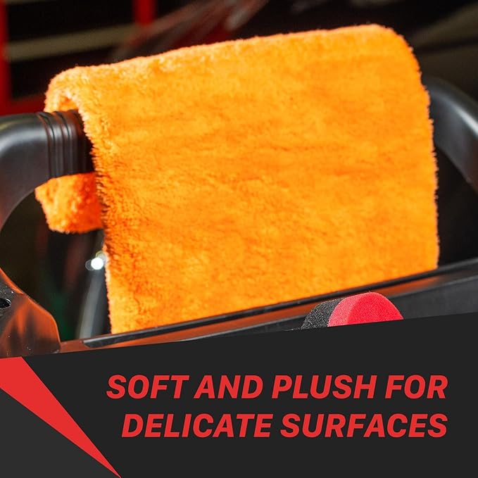 Maxshine 16" x 24" Universal 3-Pack Orange 500GSM Edgeless Microfiber Towel – Ultra-Soft & High Absorbency – Ideal for Car Detailing, Polishing & Finishing – Lint-Free Cleaning Cloth