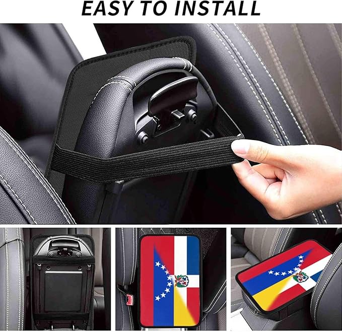 Venezuela Venezuelan Dominican Republic Flag Auto Center Console Armrest Cover Car Handrail Box Cushion Pad Mat Universal Fit Most Vehicle Sedan Truck SUV Soft Comfort Decor Accessories
