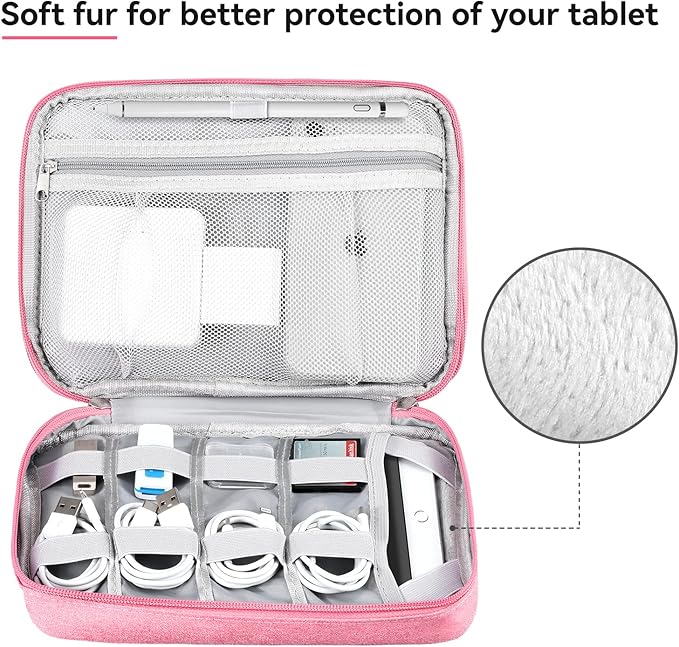 DDgro Electronic Cable Organizer Bag, Large Travel Cord Storage Case for Charger, Power Bank, Cables & Tech Accessories (Large, Dark Pink)