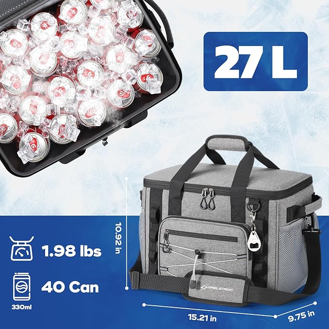 Maelstrom Soft Sided Cooler Bag, 30/40 Can Collapsible Insulated Ice Chest, Large Leakproof Portable Storage for Camping, Travel, Kayaking & Beach