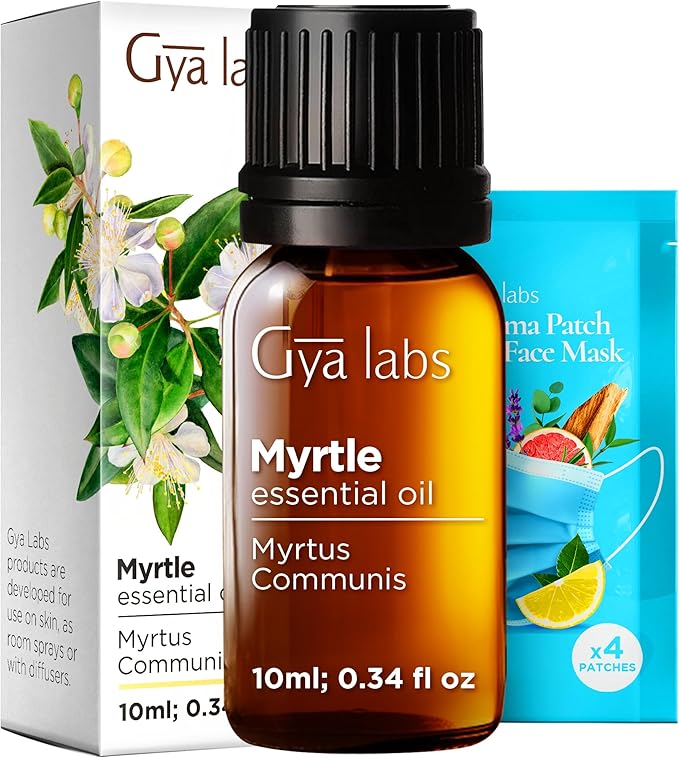 100% Pure Myrtle Essential Oil - 0.34 Fl Oz - Myrtle Oil for Hair, Skin, Diffuser, Aromatherapy & DIY Candle Making Scent