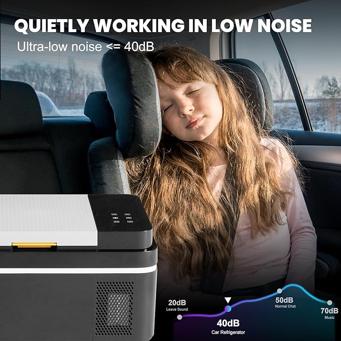 OLIXIS Portable Car Refrigerator, 21QT Single-Zone Electric Cooler for Vehicles, -4℉-68℉ Freezer Smart Control via Bluetooth with Car Battery Protection, Child Lock, 12/24V DC & 100-240V AC Powered