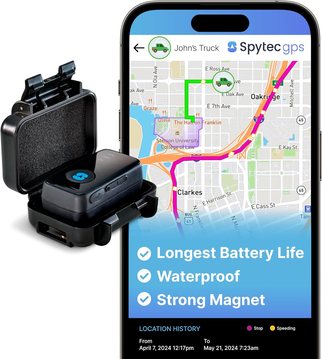 Spy Tec GPS Mini GPS Smart Tracker for Vehicles, Cars, Trucks, Loved Ones, GPS Tracker Device for Kids & Weatherproof Magnetic Case, Unlimited Updates, Real-Time GPS Tracking, USA Made Tech