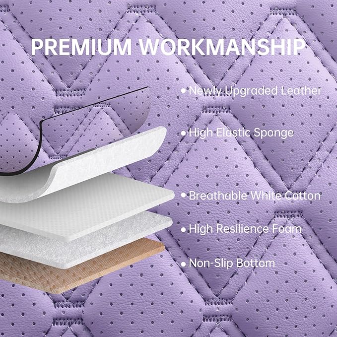 Car Seat Covers Front Seats Purple, Luxury Faux Leather Waterproof Non-Slip Women Seat Protector Universal Fit for Most Cars SUVs Trucks Pick-ups,Car Interior Accessories (Light Purple-Front Seats)