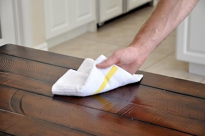 Nouvelle Legende Ribbed Microfiber Bar Mop Towels, Super Absorbent, Cleaning & Drying Cloths, Lint-Free, Streak-Free for Kitchen, Home & Auto, 14x18 Inch, 12-Pack, Yellow Stripe