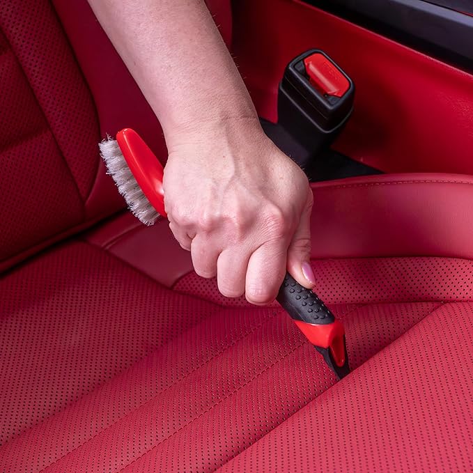 Mothers Car Detailing Brush for Stain and Hair Removal on Vinyl and Leather Seats - 2 Pack
