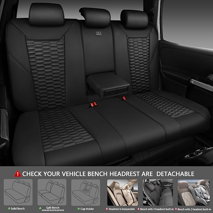 CAR PASS 3D Foam PU Leather Car Seat Covers Full Set,Luxury Breathable Faux Leather Seat Covers for Car,Anti Slip Universal Fit for SUVs Vans Sedan Truck Automotive,Armrest Airbag Compatible All Black