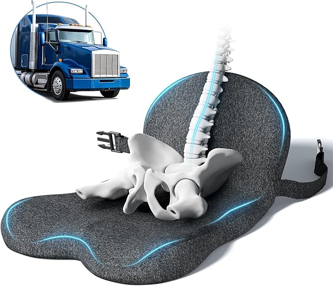 Car Seat Cushion - Memory Foam L-Shaped with Lumbar Support & Anti-Slip Design for Long Driving Comfort