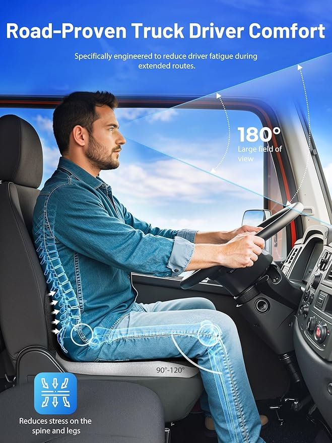 Car Seat Cushion - Memory Foam L-Shaped with Lumbar Support & Anti-Slip Design for Long Driving Comfort