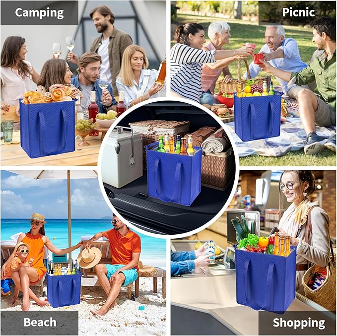 Insulated Grocery Bags with Zippered top Frozen Food Shopping Groceries Travel Insulated Tote Cooler Thermal Bags