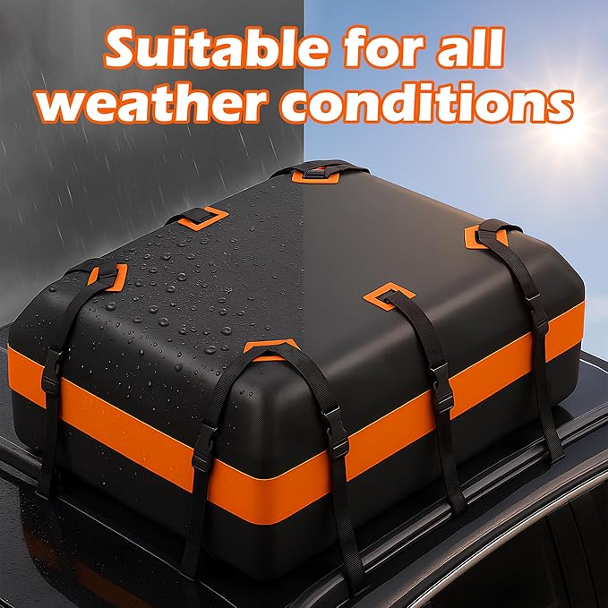 Rooftop Cargo Carrier, Car Top Carrier, Car Luggage Roof Storage Bag, Roof Storage for SUV, Waterproof Vehicle Soft-Shell Carriers, Straps, Anti-Slip Mat, Lock, 840D PVC