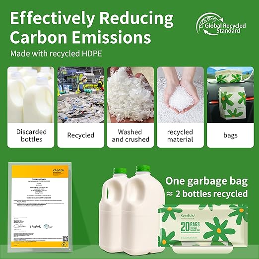 Disposable Car Garbage Bin Bags, Vomit Trash Bags made with Recycled HDPE for Boat, Plane, Travel, Camping, Bedroom, Study Room, Office and Car, 20 pcs