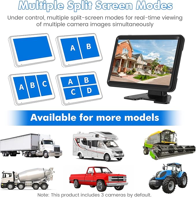 Wired Backup Camera System with 10.1" Touch Monitor, 4 HD 1080P Rear View& Side View Cameras, 4 Split Screen, Night Vision, IP68 Waterproof Back up Camera for Truck/RV/Trailer/Bus/Tractor..