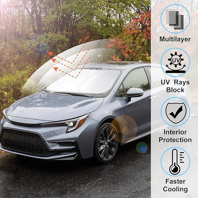 Windshield Sun Shade Fit for 2020-2024 2025 2026 Toyota Corolla Accessories (Not for Corolla Cross) Window Sunshade Protect Car from Sun Rays