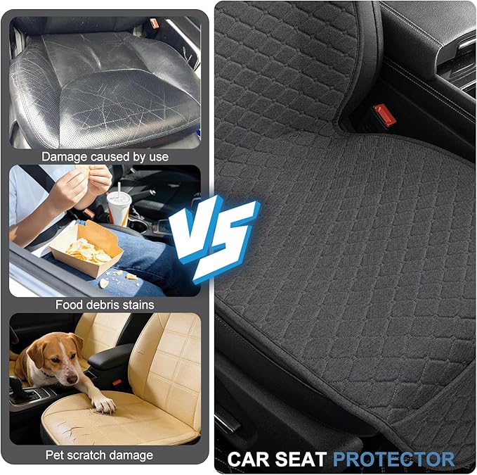 Linen Car Seat Covers for Cars, Front Car Seat Cover Protectors with Storage Bags, Anti-Slip & Soft Automotive Seat Cushion Universal Fit for Most Sedan, SUVs, Vehicles (Deep Grey)