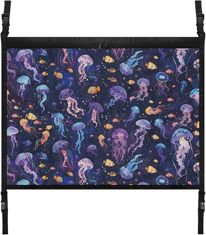 NDISTIN Jellyfish Car Ceiling Cargo Net Pocket Adjustable Cargo Net for Inside Car Roof Elastic Car Roof Storage Bag Car Ceiling Storage Accessories for Long Road Trip Travel