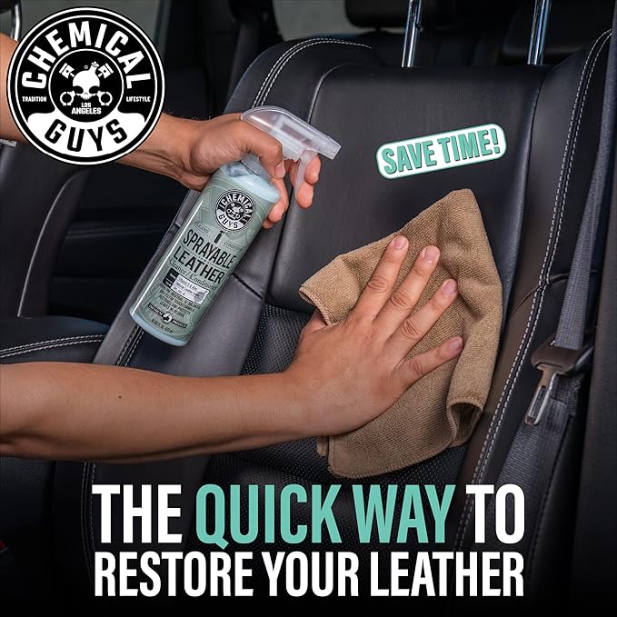 Chemical Guys SPI_103 Sprayable Leather Cleaner and Conditioner in One for Interiors, Apparel, and More (Works on Natural, Synthetic, Pleather, Faux Leather and More) Leather Scent, 128 fl oz (1 Gal)