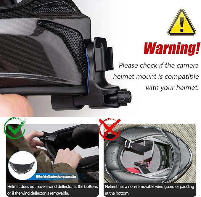 Action Camera Chin Mount for Motorcycle and Dirt Bike Helmet – 360° Rotating POV Bracket with Quick Release Base, Compatible with GoPro Hero 13–5, DJI Action 3/4/5, Insta360 X3, and More